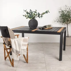 Nohr Eettafels Voor In Je Tuin|Tuintafel Lynnetta Aluminium en teakhout, kleur Zwart