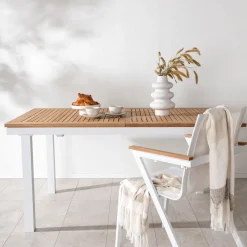 Nohr Eettafels Voor In Je Tuin|Tuintafel Taysha Teakhout, 160/240 x 90cm, kleur Wit