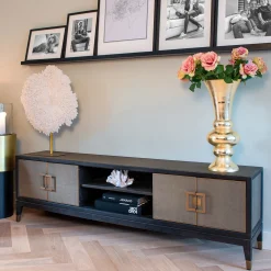 Richmond Interiors Tv-Meubel Zwart|TV-meubel Bloomingville Eikenhout, 185cm Goud