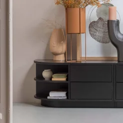 WOOOD Tv-Meubel Zwart|TV-meubel Finca Links, Mat zwart, 78cm