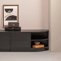 WOOOD Tv-Meubel Zwart|TV-meubel Finca Rechts, Mat zwart, 78cm