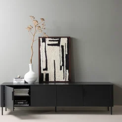 WOOOD Tv-Meubel Zwart|TV-meubel Gunnar Grenenhout, 200cm