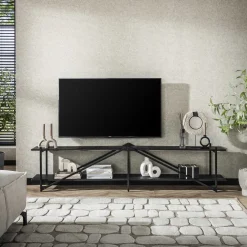 LifestyleFurn Tv-Meubel Zwart|TV-meubel Jerrod Liquid metal Grijs