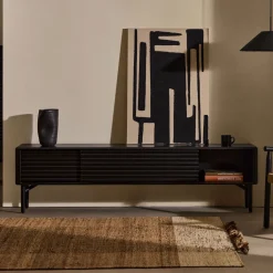 Kave Home Tv-Meubel Zwart|TV-meubel Lenon Eikenhout, 200cm, kleur Zwart