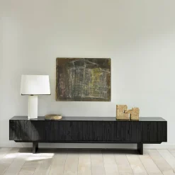 Ethnicraft Tv-Meubel Zwart|TV-meubel Mosaic Gevernist Teakhout Off Black