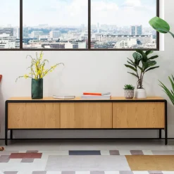 Kave Home Tv-Meubel Hout|TV-meubel Nadyria 180cm, kleur / zwart Eiken