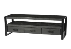 Livingfurn Tv-Meubel Zwart|TV-meubel Norris Mangohout en staal, 150 cm