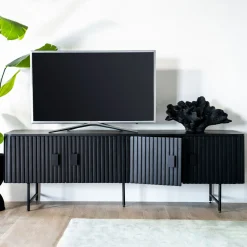 Eleonora Tv-Meubel Zwart|TV-meubel Remi Mangohout en metaal, kleur Zwart
