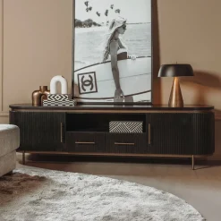 Tower Living Tv-Meubel Zwart|TV-meubel Rivello Mangohout, 200cm