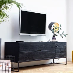 WOOOD Tv-Meubel Zwart|TV-meubel Silas Eiken 180cm, kleur zwart