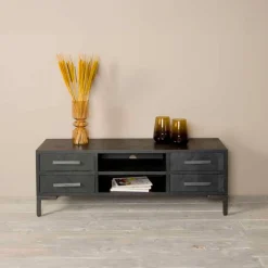 Tower Living Tv-Meubel Zwart|TV-meubel Ziano Visgraat, kleur zwart