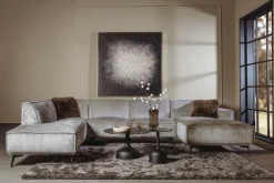 Tower Living Hoekbank|U-bank Leeds 350cm, Chenille, kleur Lichtgrijs