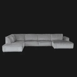 Tower Living Hoekbank|U-bank Leeds 350cm, Chenille, kleur Lichtgrijs