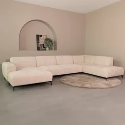 LABEL51 Hoekbank|U-bank Merido Rechts, 368cm, Raven stof, kleur Naturel