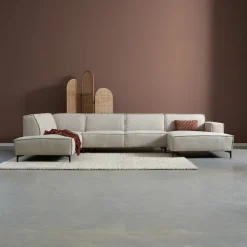 PEPP Interiors Hoekbank|U-Bank River 368cm, Chenille, kleur Naturel