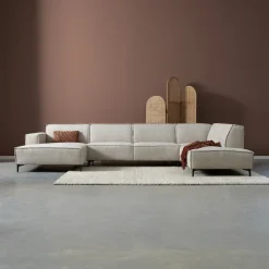 PEPP Interiors Hoekbank|U-Bank River 368cm, Chenille, kleur Naturel