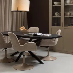 WOOOD Uitschuifbare Eettafel|Ovale Eettafel|Uitschuifbare Eettafel Arros Deens Ovaal, 180-220 x 90cm Zwart