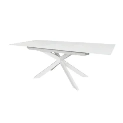 Kave Home Uitschuifbare Eettafel|Rechte Eettafel|Uitschuifbare Eettafel Atminda Glas, 160-210 x 90cm, kleur Wit
