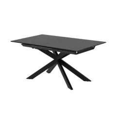 Kave Home Uitschuifbare Eettafel|Rechte Eettafel|Uitschuifbare Eettafel Atminda 160-210 x 90cm, kleur glas Zwart