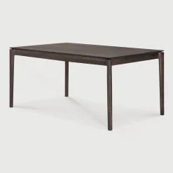 Ethnicraft Uitschuifbare Eettafel|Rechte Eettafel|Uitschuifbare Eettafel Bok Gevernist Eikenhout, kleur Bruin