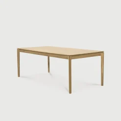 Ethnicraft Uitschuifbare Eettafel|Rechte Eettafel|Uitschuifbare Eettafel Bok Geolied Eikenhout, kleur Naturel
