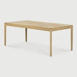 Ethnicraft Uitschuifbare Eettafel|Rechte Eettafel|Uitschuifbare Eettafel Bok Geolied Eikenhout, kleur Naturel