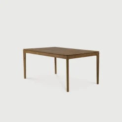 Ethnicraft Uitschuifbare Eettafel|Rechte Eettafel|Uitschuifbare Eettafel Bok Ruw Teakhout, kleur Bruin