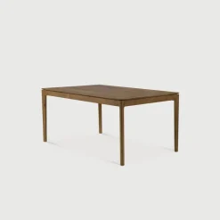 Ethnicraft Uitschuifbare Eettafel|Rechte Eettafel|Uitschuifbare Eettafel Bok Ruw Teakhout, kleur Bruin