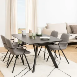 Bendt Uitschuifbare Eettafel|Rechte Eettafel|Uitschuifbare Eettafel Cresencio Keramiek, 160/240 x 97cm Zwart