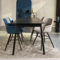 Zuiver Uitschuifbare Eettafel|Rechte Eettafel|Uitschuifbare Eettafel Glimps Essenhout, 120-162 x 80cm, kleur Zwart