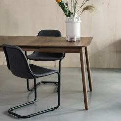 Zuiver Uitschuifbare Eettafel|Rechte Eettafel|Uitschuifbare Eettafel Glimps Notenhout, kleur Bruin