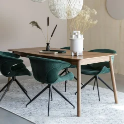 Zuiver Uitschuifbare Eettafel|Rechte Eettafel|Uitschuifbare Eettafel Glimps Notenhout, kleur Bruin