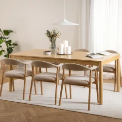 Bendt Uitschuifbare Eettafel|Rechte Eettafel|Uitschuifbare Eettafel Jerad Eiken, 200/250/300 x 100cm Naturel