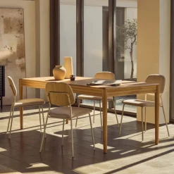 Kave Home Uitschuifbare Eettafel|Rechte Eettafel|Uitschuifbare Eettafel Lenon Eikenhout, 200-280 x 90cm