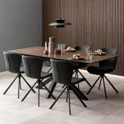 Bendt Uitschuifbare Eettafel|Rechte Eettafel|Uitschuifbare Eettafel Line Keramiek, kleur Bruin