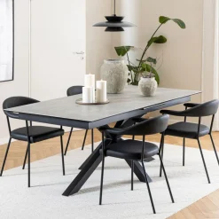 Bendt Uitschuifbare Eettafel|Rechte Eettafel|Uitschuifbare Eettafel Line Keramiek, kleur Grijs