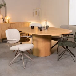 LABEL51 Uitschuifbare Eettafel|Ovale Eettafel|Uitschuifbare Eettafel Oliva Eiken, 150-200 x 130cm