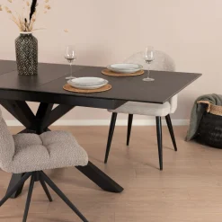 Sohome Uitschuifbare Eettafel|Rechte Eettafel|Uitschuifbare Eettafel Parker Keramiek, kleur Zwart