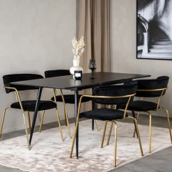 Nohr Uitschuifbare Eettafel|Rechte Eettafel|Uitschuifbare Eettafel Tenequa MDF, 120/160 x 80cm, kleur Zwart