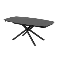 Kave Home Uitschuifbare Eettafel|Ovale Eettafel|Uitschuifbare Eettafel Yodalia glas 130-190 x 100cm Zwart