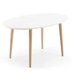 Kave Home Uitschuifbare Eettafel|Ronde Eettafel|Uitschuifbare Ovale Eettafel Oqui kleur Wit