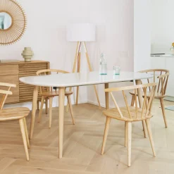 Kave Home Uitschuifbare Eettafel|Ronde Eettafel|Uitschuifbare Ovale Eettafel Oqui kleur Wit
