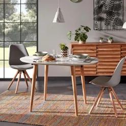 Kave Home Uitschuifbare Eettafel|Ronde Eettafel|Uitschuifbare Ovale Eettafel Oqui kleur Wit