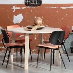 WOOOD Uitschuifbare Eettafel|Ronde Eettafel|Uitschuifbare Ronde Eettafel Lange Jan 120 x 120-200cm, kleur Eiken