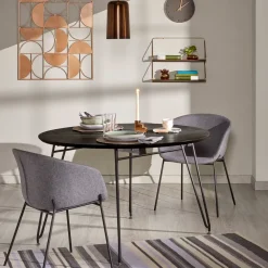 Kave Home Uitschuifbare Eettafel|Ronde Eettafel|Uitschuifbare Ronde Eettafel Milian Ø120 x 120/160/200cm Zwart