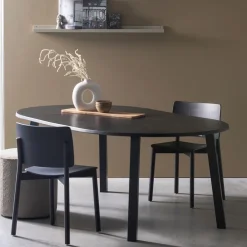 WOOOD Uitschuifbare Eettafel|Ronde Eettafel|Uitschuifbare Ronde Eettafel Lange Jan Eiken, 120-200 x 120cm, kleur blacknight