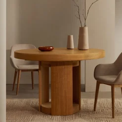 Kave Home Uitschuifbare Eettafel|Ronde Eettafel|Uitschuifbare Ronde Eettafel Artis Eiken