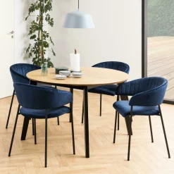 Bendt Uitschuifbare Eettafel|Ronde Eettafel|Uitschuifbare Ronde Eettafel Maso Eiken visgraat, 120 x 120 - 198cm Naturel