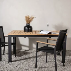 Nohr Eettafels Voor In Je Tuin|Uitschuifbare Tuintafel Taysha Teakhout, 152/210 x 90cm Zwart