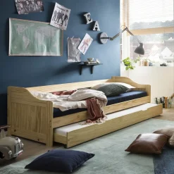 Artistiq Living Eenpersoonsbedden|Bedden & Boxsprings|Uitschuifbed Katelan Grenenhout, 90 x 200cm